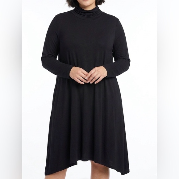 Soft Surroundings Dresses & Skirts - Soft Surroundings Black Mock Turtleneck Trapeze Dress Tunic 1X